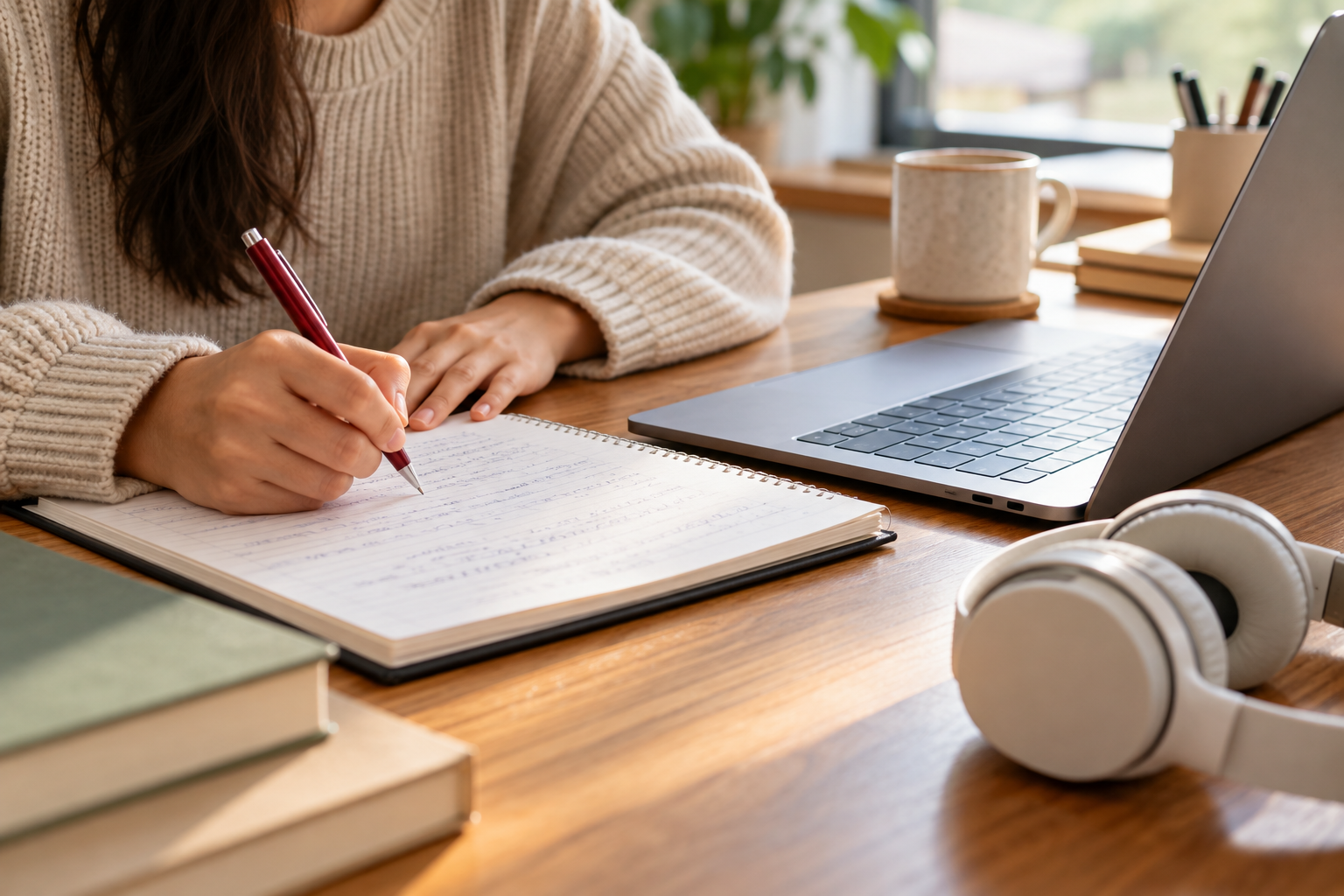 Illustrative English online learning scene
